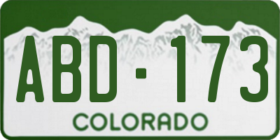 CO license plate ABD173