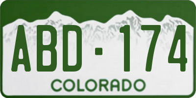 CO license plate ABD174