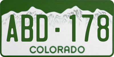 CO license plate ABD178