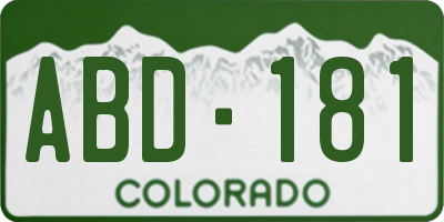 CO license plate ABD181