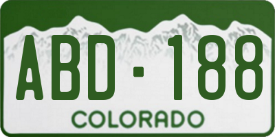 CO license plate ABD188