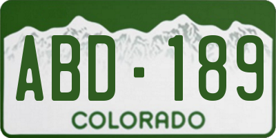 CO license plate ABD189