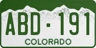 CO license plate ABD191