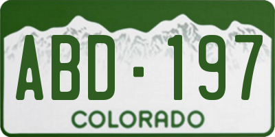 CO license plate ABD197