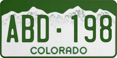 CO license plate ABD198
