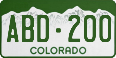 CO license plate ABD200