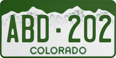CO license plate ABD202