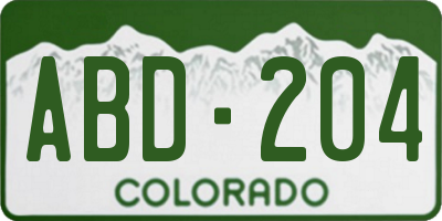 CO license plate ABD204