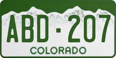 CO license plate ABD207