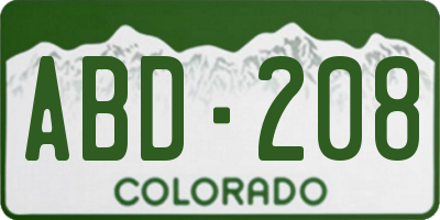 CO license plate ABD208