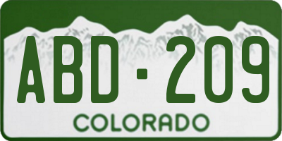 CO license plate ABD209