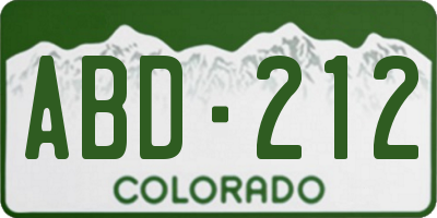 CO license plate ABD212