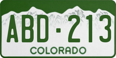 CO license plate ABD213