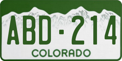 CO license plate ABD214