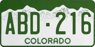 CO license plate ABD216