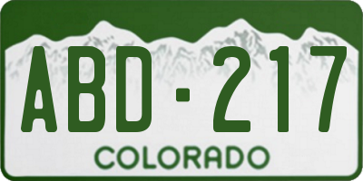 CO license plate ABD217