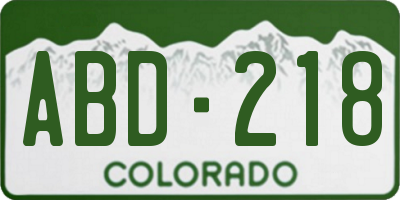 CO license plate ABD218