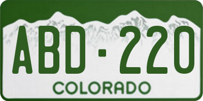 CO license plate ABD220