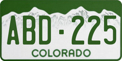 CO license plate ABD225