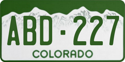 CO license plate ABD227