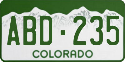 CO license plate ABD235