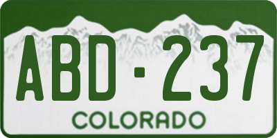 CO license plate ABD237