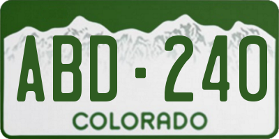CO license plate ABD240