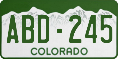 CO license plate ABD245