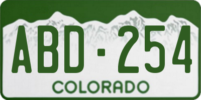 CO license plate ABD254