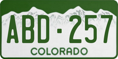 CO license plate ABD257