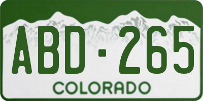 CO license plate ABD265