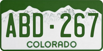 CO license plate ABD267