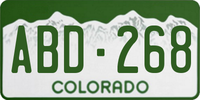 CO license plate ABD268