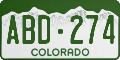 CO license plate ABD274