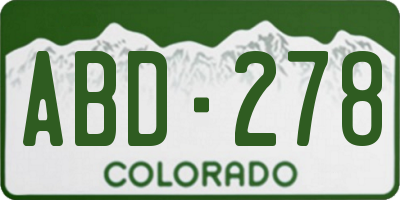 CO license plate ABD278