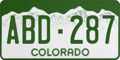 CO license plate ABD287