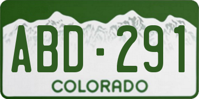 CO license plate ABD291