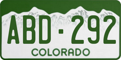 CO license plate ABD292