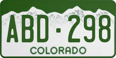 CO license plate ABD298