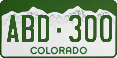 CO license plate ABD300