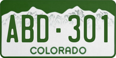 CO license plate ABD301
