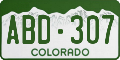 CO license plate ABD307
