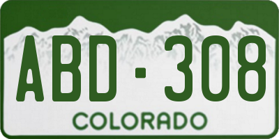 CO license plate ABD308