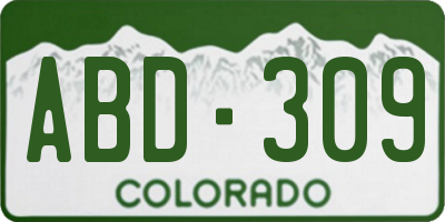 CO license plate ABD309