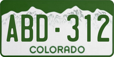 CO license plate ABD312