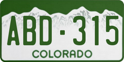 CO license plate ABD315