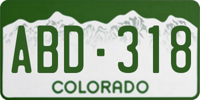CO license plate ABD318