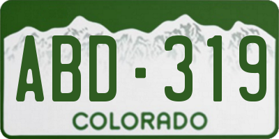 CO license plate ABD319