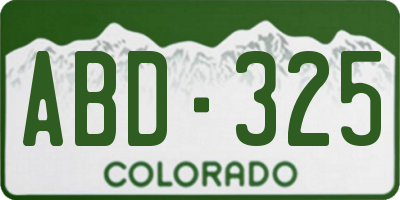 CO license plate ABD325