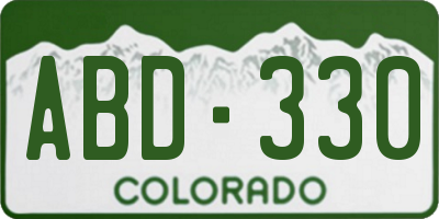 CO license plate ABD330